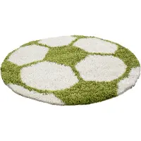 Muratap Fun voetbal kinderkamer rond vloerkleed hoogpolig wit- 100 cm rond