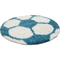 Muratap Fun voetbal kinderkamer rond vloerkleed hoogpolig wit-