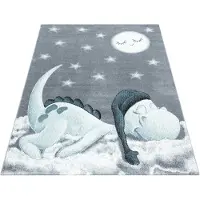 Muratap Bambi dino kinderkamer vloerkleed laagpolig grijs- 80x150 cm