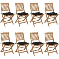 vidaXL Inklapbare stoelen 8 st met kussens massief acaciahout