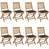 vidaXL Tuinstoelen 8 st inklapbaar met kussens massief acaciahout