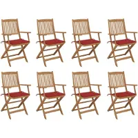 vidaXL Tuinstoelen 8 st inklapbaar met kussens massief acaciahout