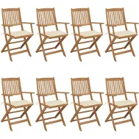 vidaXL Tuinstoelen 8 st inklapbaar met kussens massief acaciahout