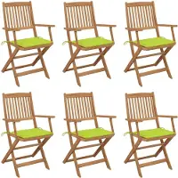 vidaXL Klapstoelen, 6 stuks, met kussens, gemaakt van massief acaciahout