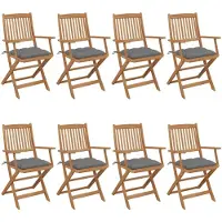 vidaXL Tuinstoelen 8 st inklapbaar met kussens massief acaciahout