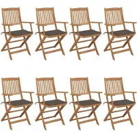 vidaXL Tuinstoelen 8 st inklapbaar met kussens massief acaciahout