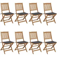 vidaXL Tuinstoelen 8 st inklapbaar met kussens massief acaciahout
