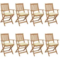 vidaXL Tuinstoelen 8 st inklapbaar met kussens massief acaciahout