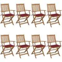 vidaXL Tuinstoelen 8 st inklapbaar met kussens massief acaciahout