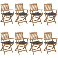 vidaXL Tuinstoelen 8 st inklapbaar met kussens massief acaciahout