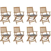 vidaXL Tuinstoelen 8 st inklapbaar met kussens massief acaciahout