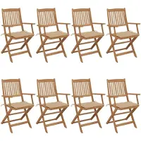 vidaXL Tuinstoelen 8 st inklapbaar met kussens massief acaciahout