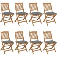 vidaXL Tuinstoelen 8 st inklapbaar met kussens massief acaciahout