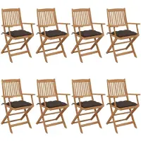 vidaXL Tuinstoelen 8 st inklapbaar met kussens massief acaciahout