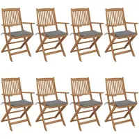 vidaXL Tuinstoelen 8 st inklapbaar met kussens massief acaciahout