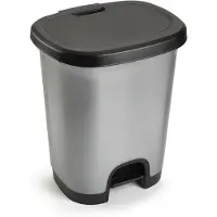 Forte Plastics Plasticforte vuilvisbak Pedaalemmer - zilver/zwart - 27 liter - 38 x 32 x 45 cm - kunststof - afval - Pedaalemmers