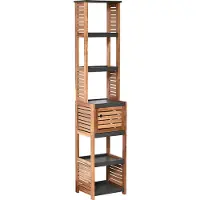 4Goodz Acaciahout hoge badkamerkast 1 deur en 5 legplanken 30x38x170 cm