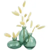 QUVIO Vazen set van 3 - Glas - Transparant groen