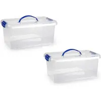 Forte Plastics 3x stuks opslagbak/organizer met deksel 10 liter transparant - Opbergbox