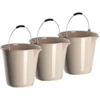 Forte Plastics 3x stuks kunststof emmers met schenktuit mokka 12 liter - Emmers