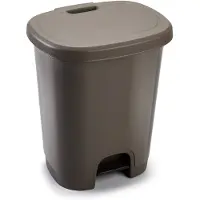 PlasticForte Kunststof afvalemmers/vuilnisemmers taupe 27 liter met pedaal - Pedaalemmers