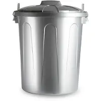 Forte Plastics Vuilnisbak/prullenbak - 51 liter - zilver - kunststof - losse deksel - Prullenbakken