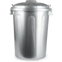 Forte Plastics Kunststof afvalemmers/vuilnisemmers zilver 70 liter met deksel - Prullenbakken