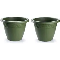 Forte Plastics 2x stuks bloempotten donkergroen rond diameter 40 cm - Plantenpotten