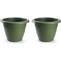 Forte Plastics 2x stuks bloempotten donkergroen rond diameter 50 cm - Plantenpotten