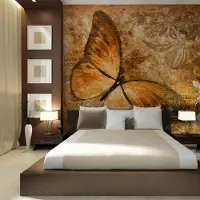 Artgeist Fotobehang – Behangpapier - Fotobehang - butterfly (sepia) 250x193 -