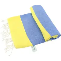 Arowell Double Banded Pestemal - Fouta - Hamamdoek - Hammamdoek - Geel - Blauw - 180 x 100 cm