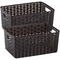 PlasticForte Opbergmand - 3x stuks - Kastmand - rotan kunststof - donkerbruin - 6 Liter - 19 x 29 x 13 cm