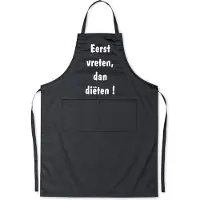 Benza Schort Eerst vreten, dan diëten - Grappige/Leuke/Mooie/Luxe Keukenschort - Zwart