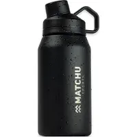 Matchu Sports Metalen drinkfles - 600 ml - Zwart - Roestvrij staal
