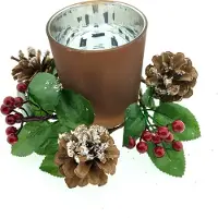 Benza Glazen Theelichthouder Met Kerststukje Hulst - 18 cm