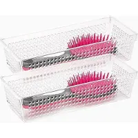 PlasticForte Organizer / opbergmandje - 12x stuks - kunststof - transparant - 26 x 11 x 6.5 cm - lade verdelers - vakjes maken