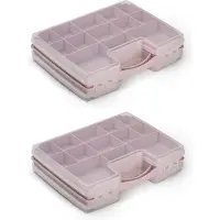 PlasticForte Opbergdoos - 4x - roze - kunststof - 28 x 21 cm - met deksel - opbergbox/sorteerdoos