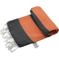 Arowell Double Banded Pestemal - Fouta - Hamamdoek - Hammamdoek - Zwart - Peach - 180 x 100 cm