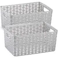 PlasticForte Opbergmand - 5x stuks - Kastmand - rotan kunststof - zilver - 6 Liter - 19 x 29 x 13 cm