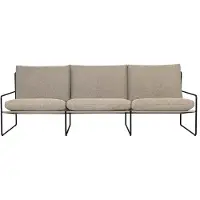 Ferm Living Desert driezitsbank stof dark sand, zwart frame