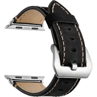 SmartphoneClip Kalfsleer zwart Bandje geschikt voor Apple Watch 42-44-45-49mm (alle generaties)