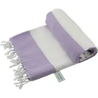 Arowell Double Banded Pestemal - Fouta - Hamamdoek - Hammamdoek - Lila - Wit - 180 x 100 cm