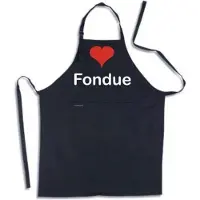 Benza I Love Fondue - Luxe Schort Keukenschort met tekst - Zwart