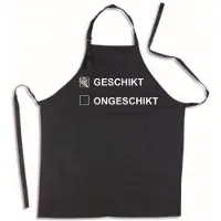 Benza Geschikt of Ongeschikt - Luxe keukenschort met tekst – Zwart