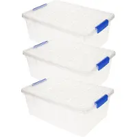 PlasticForte Opbergbak met deksel - 3x - 9 liter - transparant - 29 x 19 x 14 cm - opslagbak