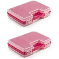 PlasticForte Opbergdoos - 4x - roze - kunststof - 28 x 21 cm - met deksel - opbergbox/sorteerdoos