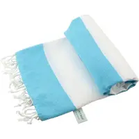 Arowell Double Banded Pestemal - Fouta - Hamamdoek - Hammamdoek - Turquoise - Wit - 180 x 100 cm