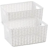 PlasticForte Opbergmand - 3x stuks - Kastmand - rotan kunststof - wit - 6 Liter - 19 x 29 x 13 cm