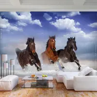 Artgeist Fotobehang – Behangpapier - Fotobehang - Horses in the Snow 150x105 -