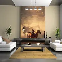 Artgeist Fotobehang – Behangpapier - Fotobehang - Wilde paarden van de steppe 250x193 -